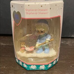 Precious Moments (2001) Blue and Pink Winter Ornament